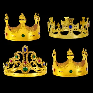 Plastic Gold Royal King Party Crown for Halloween King Costume Accessories party decoration