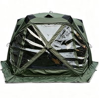 Tenda Sauna Terisolasi 6 Sisi Bentuk Heksagonal untuk Memancing di Es, 3.6M 220g 420D Oxford, dengan Lubang Cerobong/Perapian dan Jendela Jaring Transparan Besar