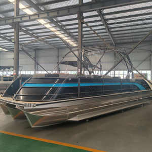 Allhouse Luxo 25FT Pro Pontão Barco Moderno Alumínio Casco <span class=keywords><strong>Parasailing</strong></span> Guincho Sistema Arnês Racks Outboard para Rio - Product Image 5