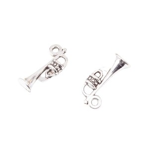 Ciondolo a tromba curva in lega di zinco, accessorio a forma di strumento musicale per braccialetti da banda musicale - Product Image 3