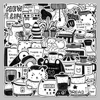 50 Pegatinas de Dibujo a Mano en Blanco y Negro, Estilo Simple, Resistentes al Agua, para Cuadernos, Diarios, Fundas de Teléfono, Venta Directa de Fábrica