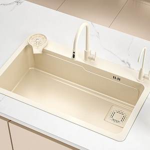 Fregadero de Cocina de Acero Inoxidable 304 Engrosado, de un Solo Tazón Grande, Estilo Crema, Fácil de Limpiar para el Hogar - Product Image 1