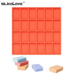 MUYULINS Factory Easy Release 24-Cavity Rectangular Maker LFGB Platinum Non-Stick BPA-Free <b>Silicone</b> Soap Mold - Product Image 3