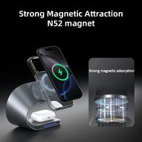 Chargeur sans fil 3 en 1 15W avec ventilateur de refroidissement magnétique TEC, aimant N52, cadre métallique, modes vertical et horizontal pour téléphone, montre et écouteurs