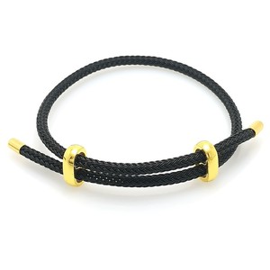 Red And Black Braided Rope <b>Bracelet</b> 3Mm <b>Adjustable</b> Gold Beaded Couple Jewelry Unisex Gift - Product Image 3