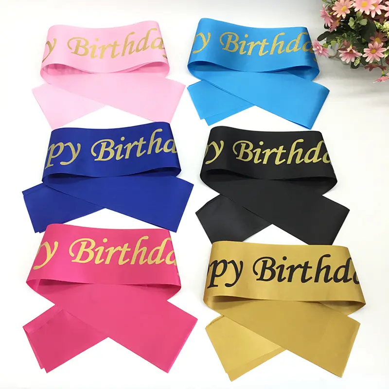 Girl Adult Birthday Sashes Happy Birthday Sash With Sold Stamping Lettering Birthday Party Ceremonial Shoulder Belt KD146