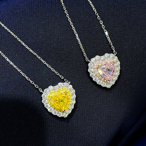 Collier amour en argent 925 avec Zircon 5a 7x7, pendentif en coupe de glace cassée, pour femmes, accessoires de bijouterie, vente en gros, nouveauté 2020 - Product Image 4