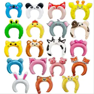 Hot Sale Cute Frog Panda Fox Baby Animal Headband Foil Balloon Birthday Party Balloons Decoration Birthday Balloons