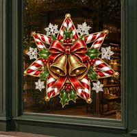 Calcomanías Navideñas de Estrella de 7 Puntas para Ventanas, Adhesivos Estáticos para Vidrio para Decoración de Tiendas y Ambiente Festivo