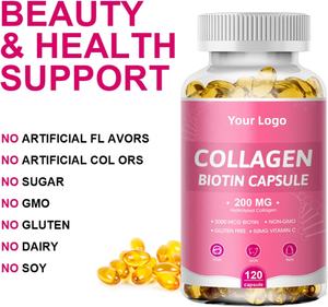 OEM Label pribadi kolagen murni hidrolisasi kapsul <span class=keywords><strong>Softgel</strong></span> dengan asam hialuronat dan Vitamin C untuk Anti Penuaan kapsul Biotin - Product Image 2