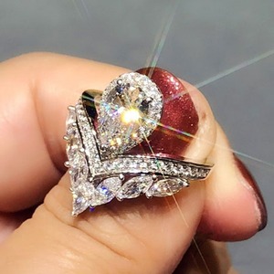 Anello Romantico a Forma di Corona e Occhio di Cavallo, Gioielli da Sposa per Signore - Product Image 2