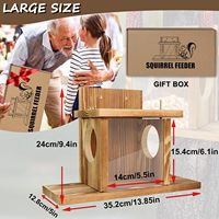 Mangeoire d'écureuil en bois carbonisé durable et écologique Remplissage facile Panneau avant amovible en bois Chipmunk House Box Pet Bowls Feeders