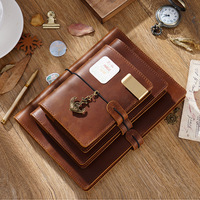 Carnet de voyage, carnet de notes, agenda en cuir véritable Crazy Horse, format A5, logo personnalisé, pour cadeau