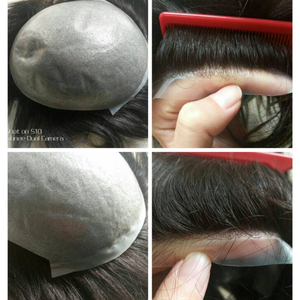 Linea sottile realistica naturale di toupee degli uomini dell'unità di elaborazione del peso leggero dei capelli indiani della parrucca 100% del sistema dei capelli della pelle di azione disponibile - Product Image 3