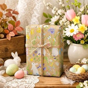 Original <b>Easter</b> Bunny Colorful Wild Flower Kraft <b>Wrapping</b> <b>Paper</b> For <b>Easter</b> Day And Festival Decoration - Product Image 2