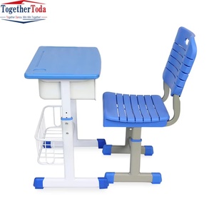 Ensemble de table et chaise d'écolier moderne en plastique, simple place, pas cher, pour écoles primaires, vente en gros - Product Image 1