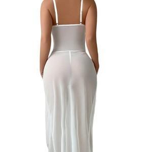 Sexy <strong>Lingerie</strong> Pearl Ultra-Thin Pure Desire Sheer Mesh Split Thong Nightgown Women's Erotic <strong>Lingerie</strong> - Product Image 3