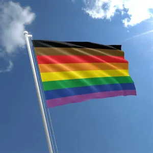 Impresión personalizada de alta calidad, bandera del orgullo de Filadelfia de 3x5 pies, bandera LGBT, 8 colores, poliéster 100D, resistente al agua para Decoración