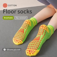 Chaussettes antidérapantes en coton avec logo personnalisé, design gratuit, pour trampoline, yoga, sol, pour femmes, hommes, enfants, MOQ 30