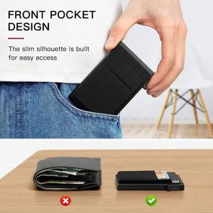 Tarjetero Delgado de Aluminio Estilo Ejecutivo, Sostenible, con Bolsillo Trasero Elástico, Porta Identificación y Tarjetas de Crédito, Mini Cartera RFID con Expulsión Automática - Product Image 6