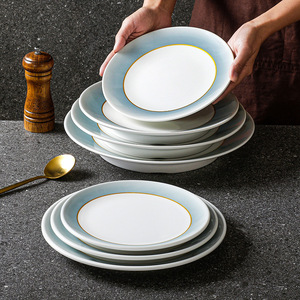 Xiangyuan <b>melamine</b> tableware <b>plates</b> for commercial restaurants and hotels, imitation porcelain dishes, creative round <b>plates</b>, - Product Image 2