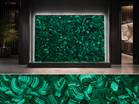Dalles polies en malachite verte naturelle, pierre semi-précieuse, coupées sur mesure pour panneaux, comptoirs de bar, bureaux d'accueil et dessus de console