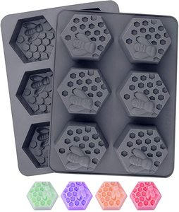 3D ong tổ ong hình dạng <span class=keywords><strong>Silicone</strong></span> xà phòng khuôn cho bánh pancake nến Jello tắm bom kẹo sáp bánh công cụ - Product Image 1