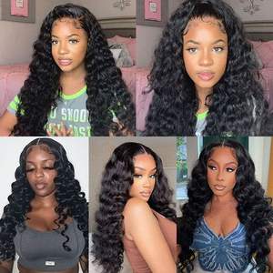 Perruque en <span class=keywords><strong>cheveux</strong></span> humains indiens bruts, ondulée profonde, 30 pouces, et perruque frontale complète bouclée ondulée profonde, 40 pouces, densité 180, 13X6 HD transparente - Product Image 6