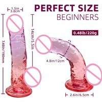 Ein mehrfarbiger, transparenter Kristall-Jelly-Simulations-TPE-Dildo mit Farbverlauf, künstlicher Masturbationsstab für den Orgasmus.