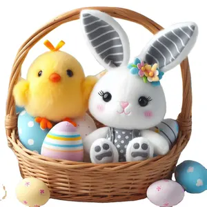 定制兔子毛绒玩具鸡篮毛绒动物玩具定制复活节礼物