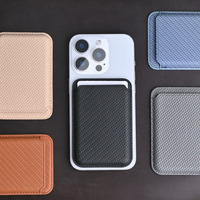 Dompet Kartu serat karbon bambu Fashion tahan lama 2025 ponsel magnetik tahan air tempat kartu bisnis casing untuk iPhone 17 16 15 Pro