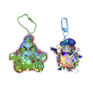 Custom Holographic Broken Glass Keychain Acrylic Game Character Anime Design Double Sided Printing Custom Logo
