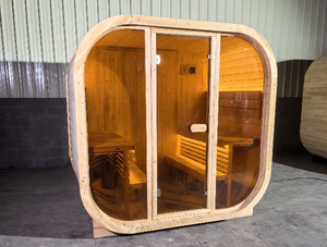 Sauna extérieur en épicéa carbonisé HELIUS Canada pour 4 personnes, sauna à vapeur imperméable avec poêle électrique/poêle à bois - Product Image 1