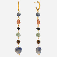Boucles d'oreilles à pampilles en pierre naturelle colorée de style rétro, élégantes et discrètes