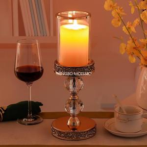 Candélabre en cristal fait main 13 pouces pour bougies 3''X5'' décor de table basse à manger - Product Image 6