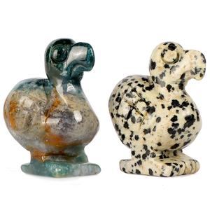 Figurine d'oiseau <span class=keywords><strong>Dodo</strong></span> porte-bonheur en cristal de jaspe océanique et dalmatien, sculptée à la main, en pierre précieuse naturelle, sculpture d'animal, décoration pour la maison et le bureau - Product Image 1