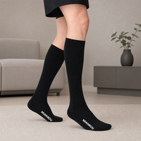 Chaussettes d'affaires personnalisées en gros avec logo, chaussettes de compression pour hommes, chaussettes en coton chaudes jusqu'au genou, chaussettes tubulaires longues en coton