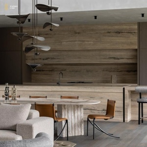 YUSHI italiano Dorato travertino gris azulejos losas moderno Premium pisos fachadas impermeable pulido Villas - Product Image 5