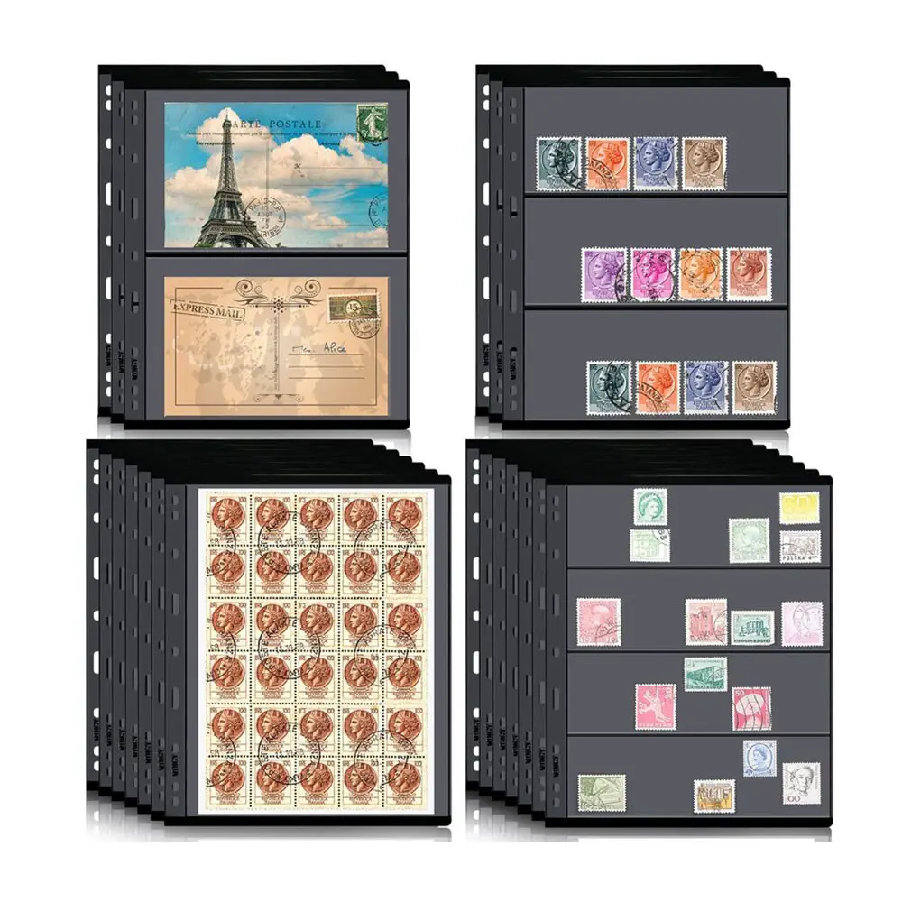 High Quality 9 Hole 1/2/3/4 Pockets Stamp Collectors Postage Standard Stamp Collecting Stamp Albums Display Pages