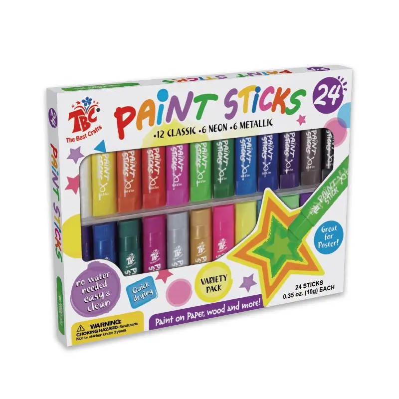 OEM डिजाइन गर्म सबसे अच्छा गुणवत्ता 24 रंग बुनियादी धातु नीयन रंग रंग छड़ी Crayons गैर विषैले Stretchy चित्रांकनी सेट बच्चे के लिए कला