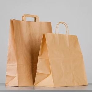 Sac de transport personnalisé en papier kraft brun et blanc recyclé pour le shopping et les cadeaux, idéal pour les chaussures, avec votre propre logo - Product Image 4