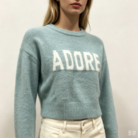 Pull-over en tricot décontracté à manches longues, épais et chaud, couleur menthe, de haute qualité, personnalisé, en jacquard, Emilia Undefined, OEM & ODM, pour l'hiver