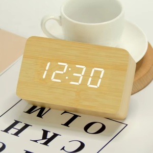 Emaf cạnh giường ngủ bằng giọng nói kích hoạt pin di động nhỏ điện tử LED bảng Cube du lịch di động bảng gỗ kỹ thuật số Đồng hồ báo thức - Product Image 1