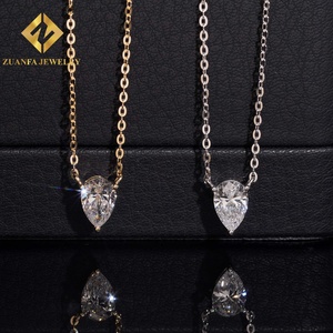 Collier pendentif solitaire en forme de poire, or massif 10 carats, diamant de laboratoire taille poire, bijoux fins minimalistes pour femme, mariage - Product Image 3