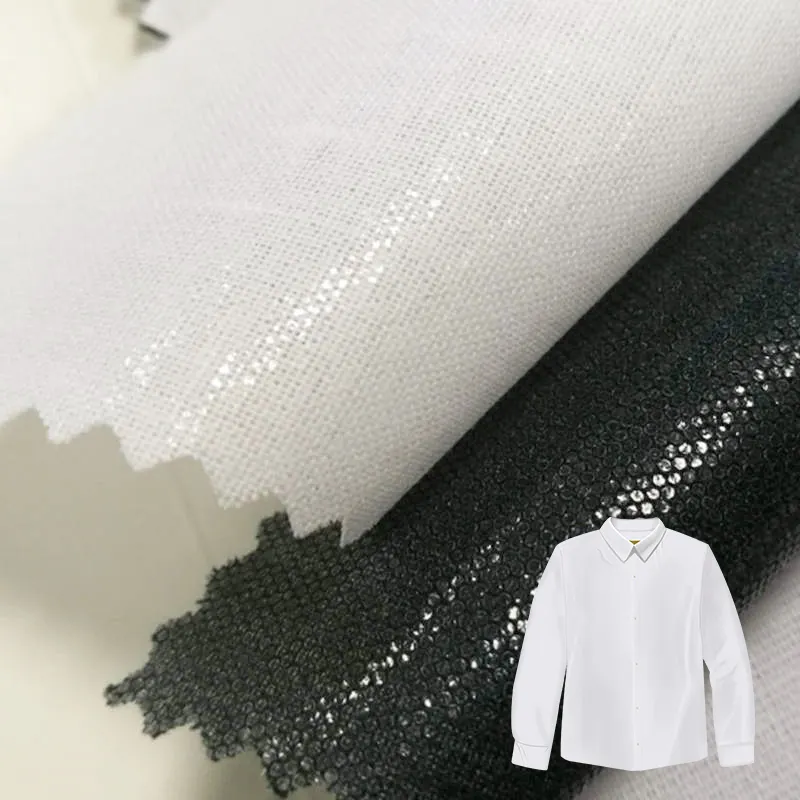100% cotton stiff handlfeel Garment Top Fuse Fusible gum stay shirt interlining fabric for thobe Shirt collar cuff