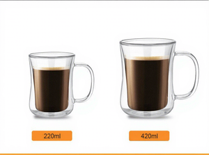 Canecas de Café de Vidro Duplo com Alça em Formato de Ampulheta, Copos de Borossilicato para Latte e Americano - Product Image 6