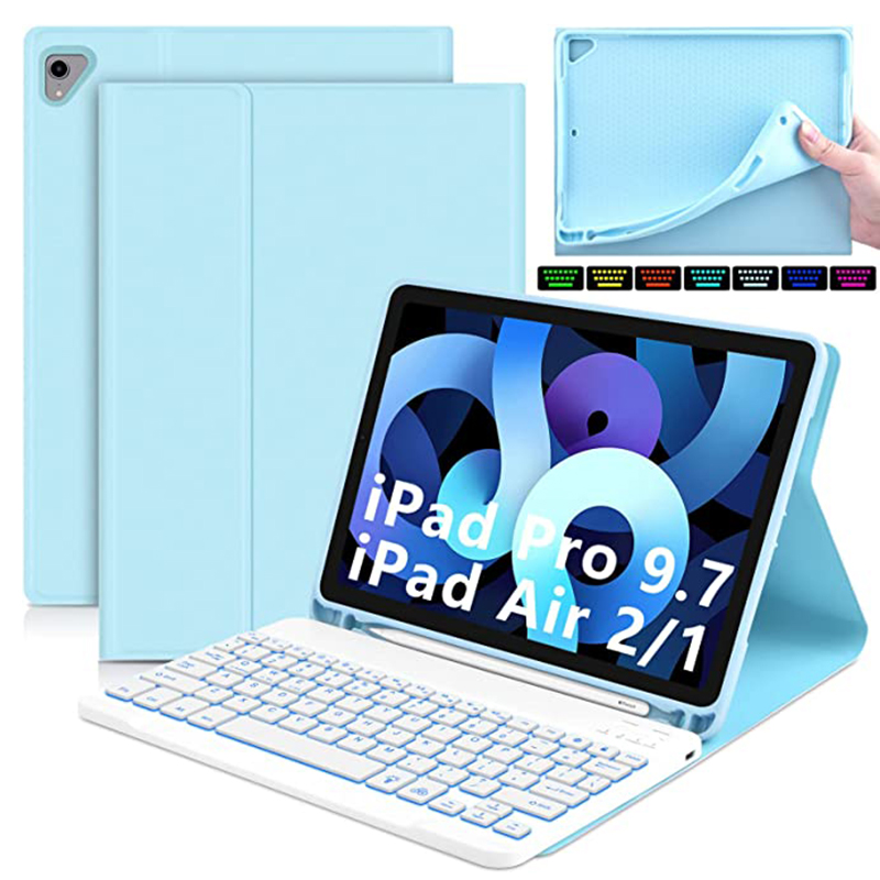 Teclado retroiluminado blanco + blanco azul hielo