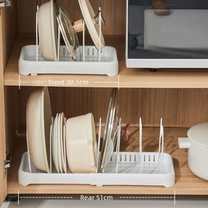 Étagère de cuisine en métal blanc, extensible et réglable en longueur, pour casseroles, couvercles et boîtes à lunch - Product Image 4