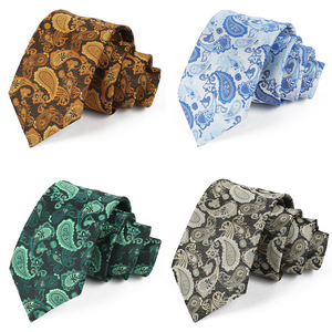 Cravate classique pour homme en jacquard brodé, motif géométrique de fleur de noix de cajou, 8 cm, design haut de gamme, cravates d'usine, ensemble de cravates en gros - Product Image 1