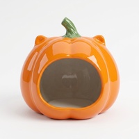 Decoración de Cerámica con Forma de Calabaza Personalizable para Hámsteres y Animales Pequeños, Venta al por Mayor, Escondite para Hámsteres de Halloween